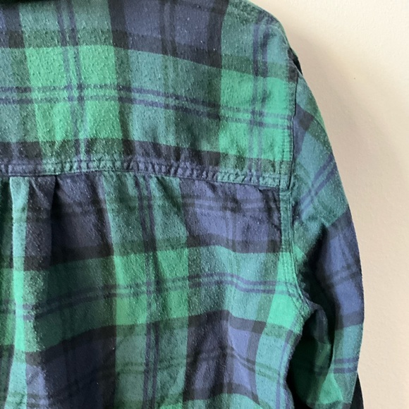 BLUE AND GREEN PLAID FLANNEL SHIRT - Picture 5 of 6